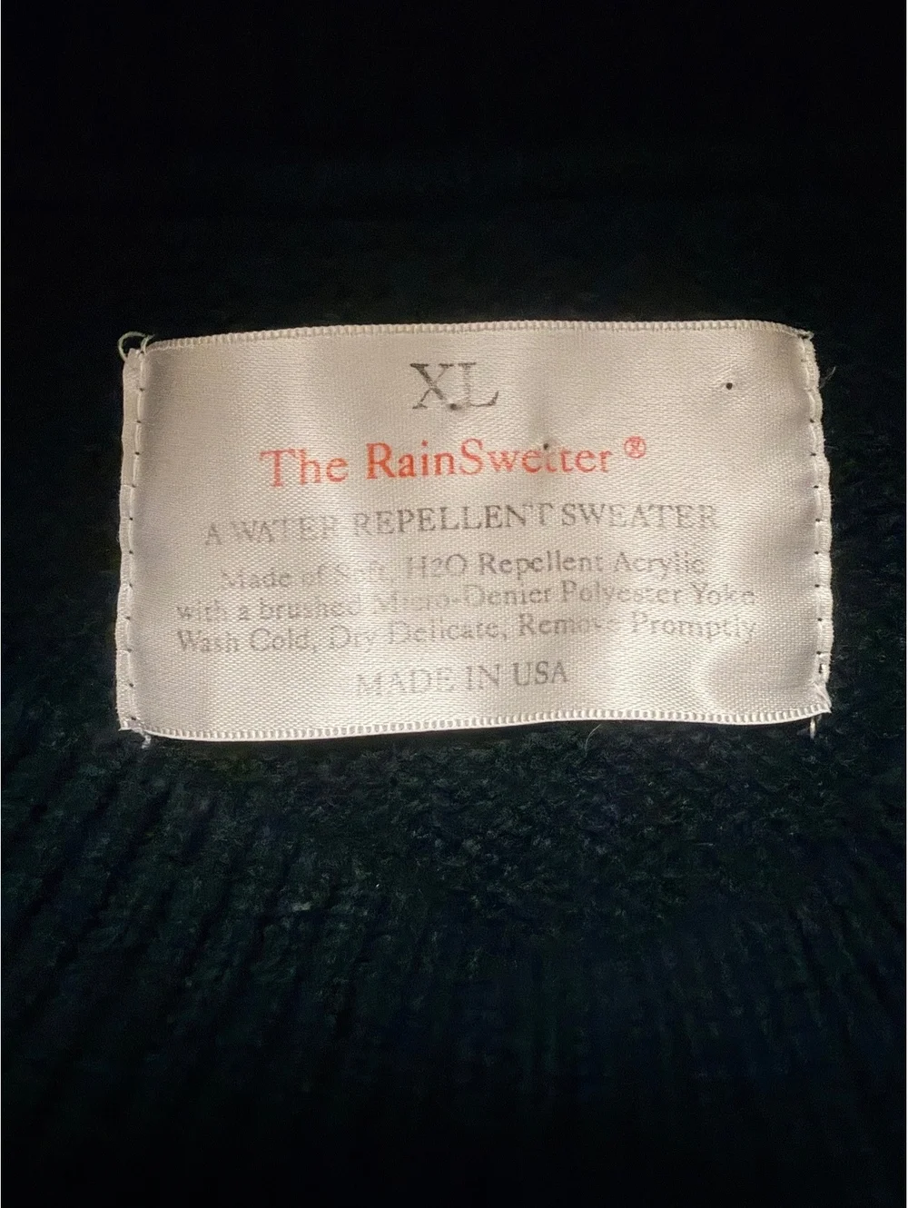 Vintage The RainSwetter Water Repellent Sweater XL Navy Blue